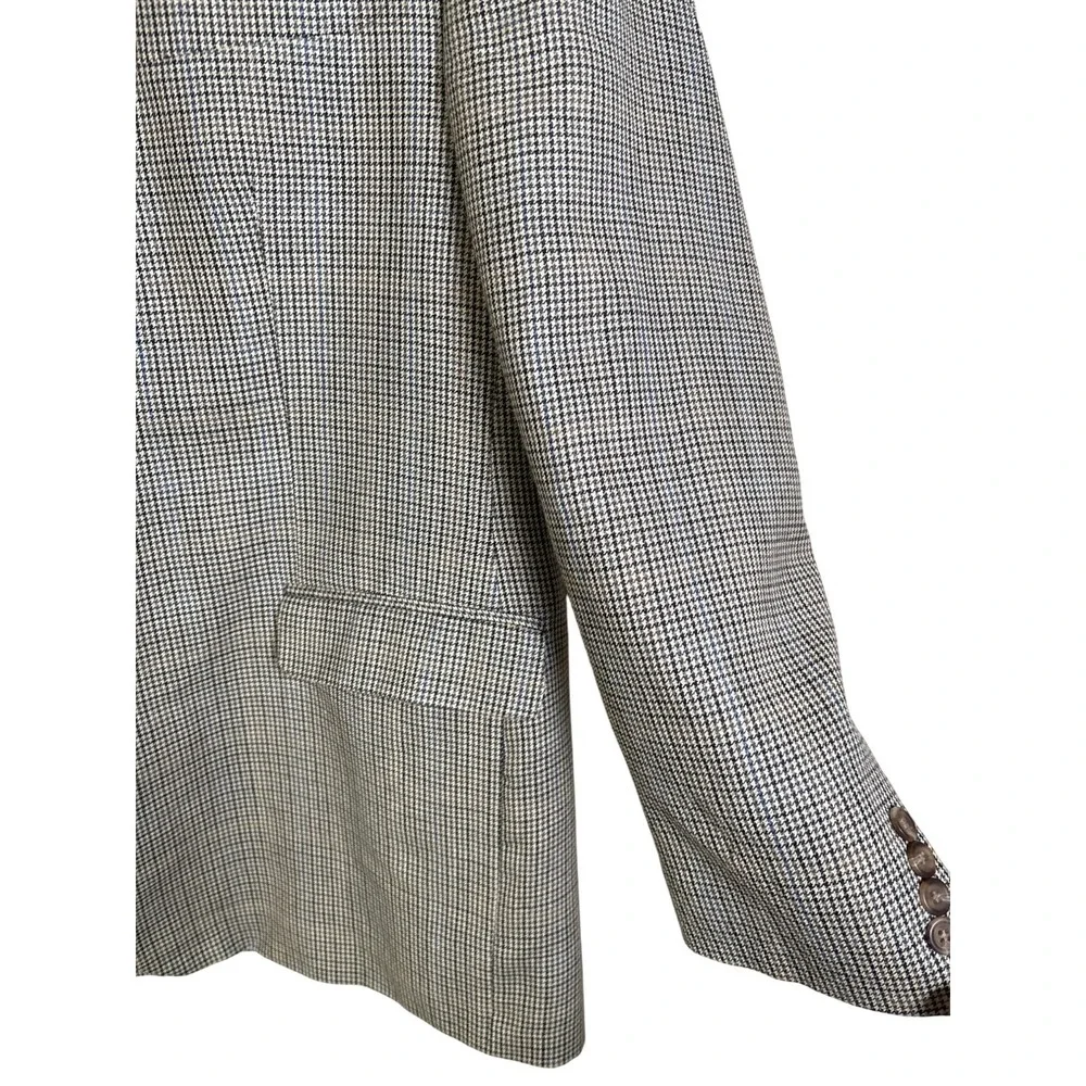 Lauren Ralph Lauren Sz 46 Houndstooth Plaid Blazer Lined Silk Blend Sport‎ Coat
